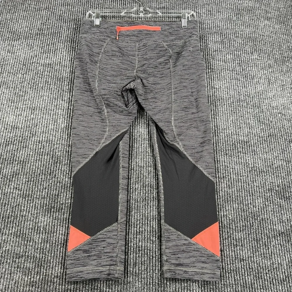 Lululemon Pants Womens 8 Gray Black Orange Speed Tight Leggings Striped Athletic - Picture 11 of 16